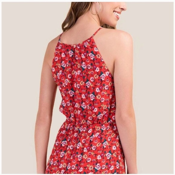 Harper Heritage Wrap Sleeveless Floral Dress Color: floral/red size: S - Picture 3 of 8